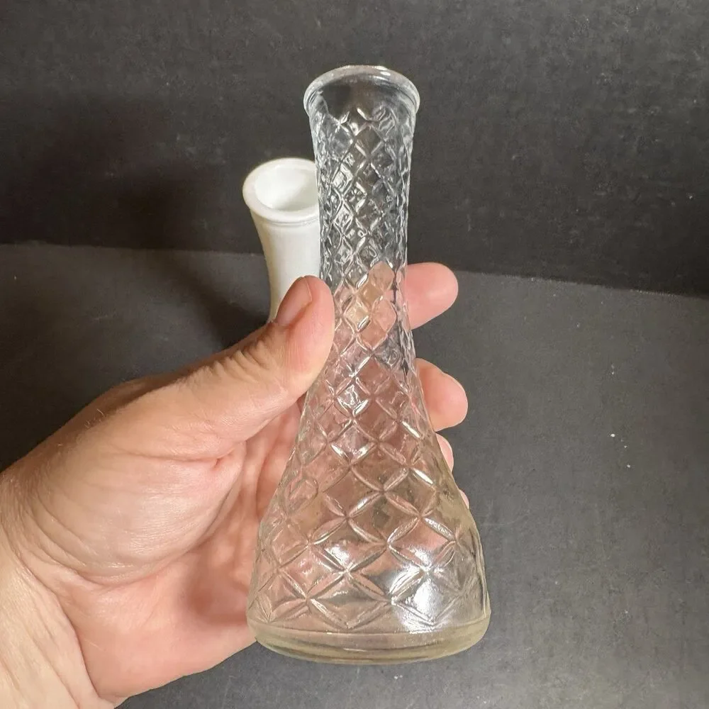 Two Vintage Glass Flower Bud Vases [Item 0190]